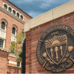USC Seal featured on a brick post outside the VPD building.